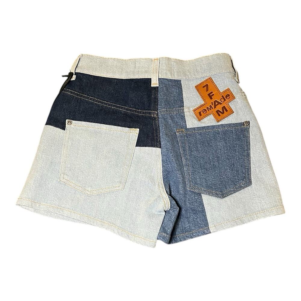 NWT 7 For All Mankind X Marques Almeida Denim Patchwork Short Rem’ade RARE Sz 23 - Picture 2 of 7